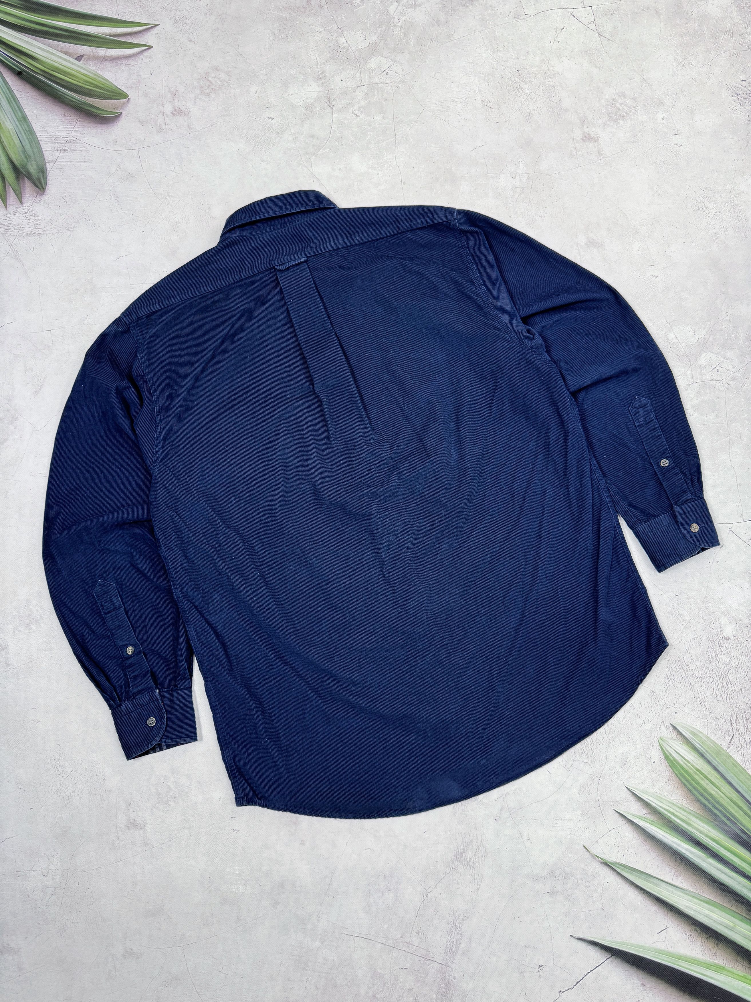 Burberry × Vintage Burberrys Corduroy Shirt Dark Blue & Nova Check Cuffs Size US L / EU 52-54 / 3 - 20 Thumbnail