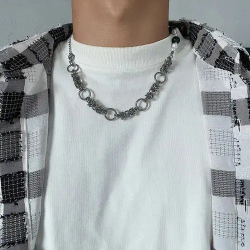 Jewelry White and green bead stitching men's fashion necklace Size ONE SIZE - 1 Thumbnail