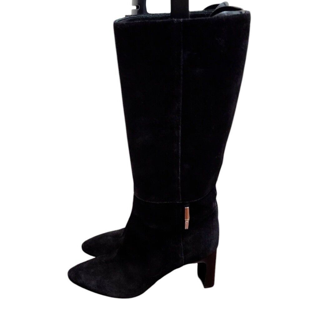 Longchamp Longchamp Roseau Heeled boots Black suede Bamboo logo Size US 7.5 / IT 37.5 - 5 Thumbnail