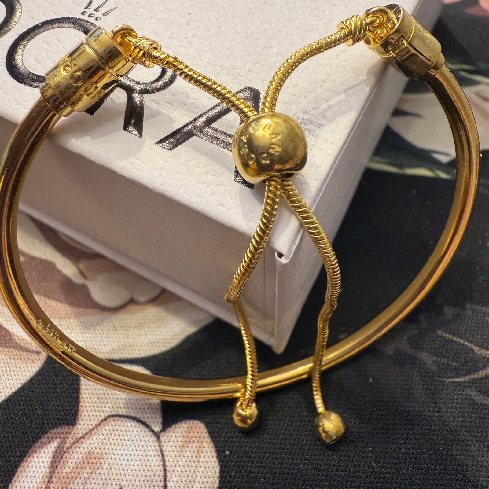 pandora Authentic Pandora, SZ 2 Med, Gold Plated Bangle Slider Size ONE SIZE - 5 Thumbnail