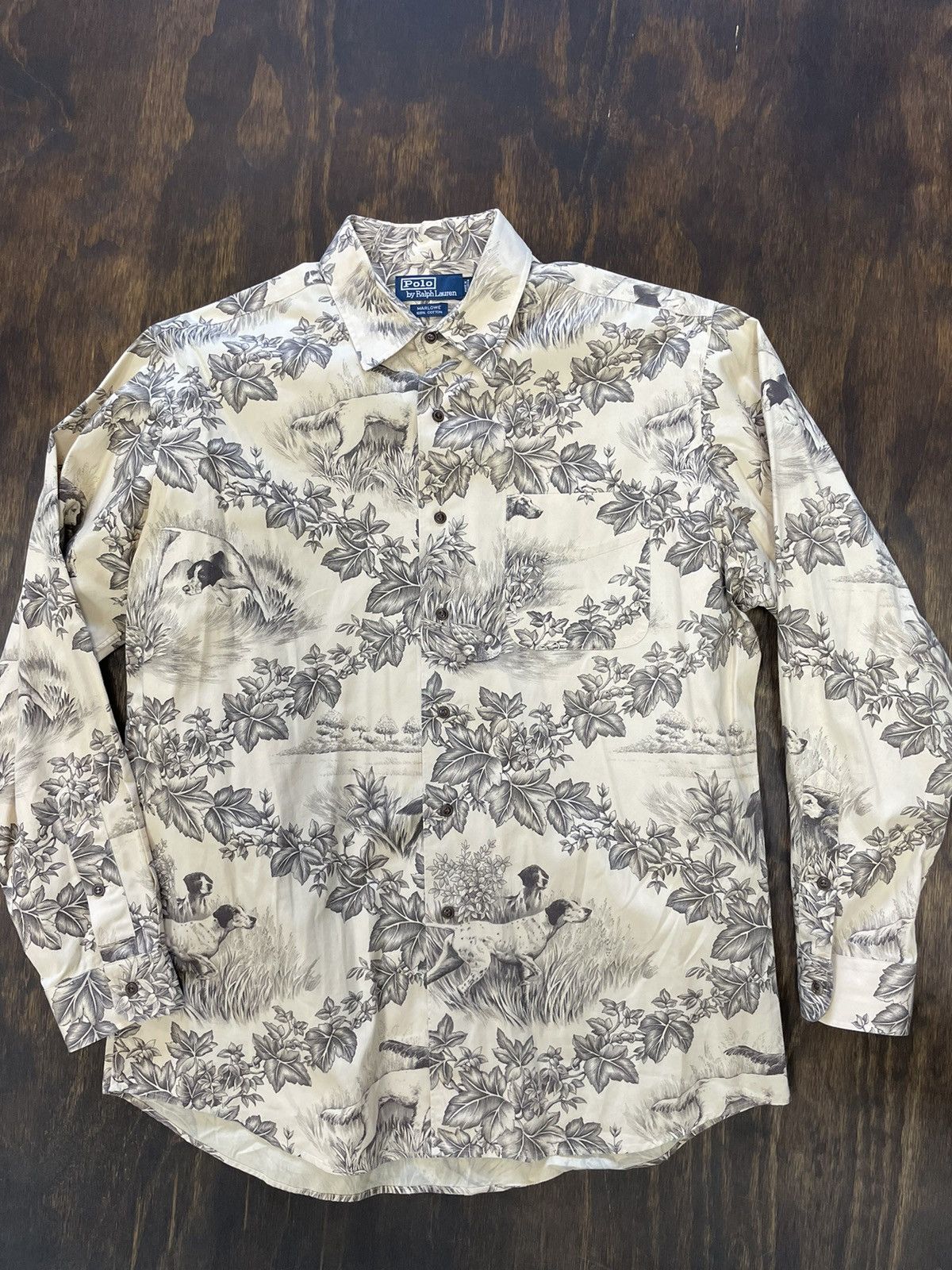 Polo Ralph Lauren × Vintage Hunting Dogs Print 'MARLOWE' Sport Shirt Size US L / EU 52-54 / 3 - 2 Thumbnail
