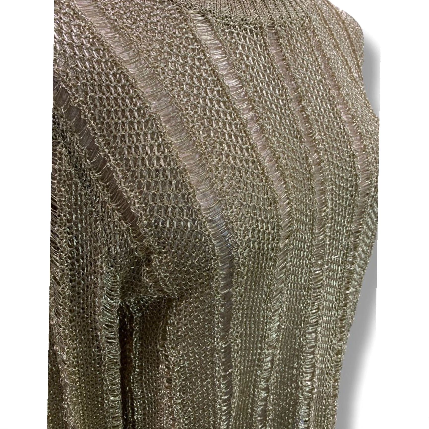 Anthropologie HWRE Anthropologie Womens Medium Loose Knit Metallic Sweater Gold Size M / US 6-8 / IT 42-44 - 6 Thumbnail