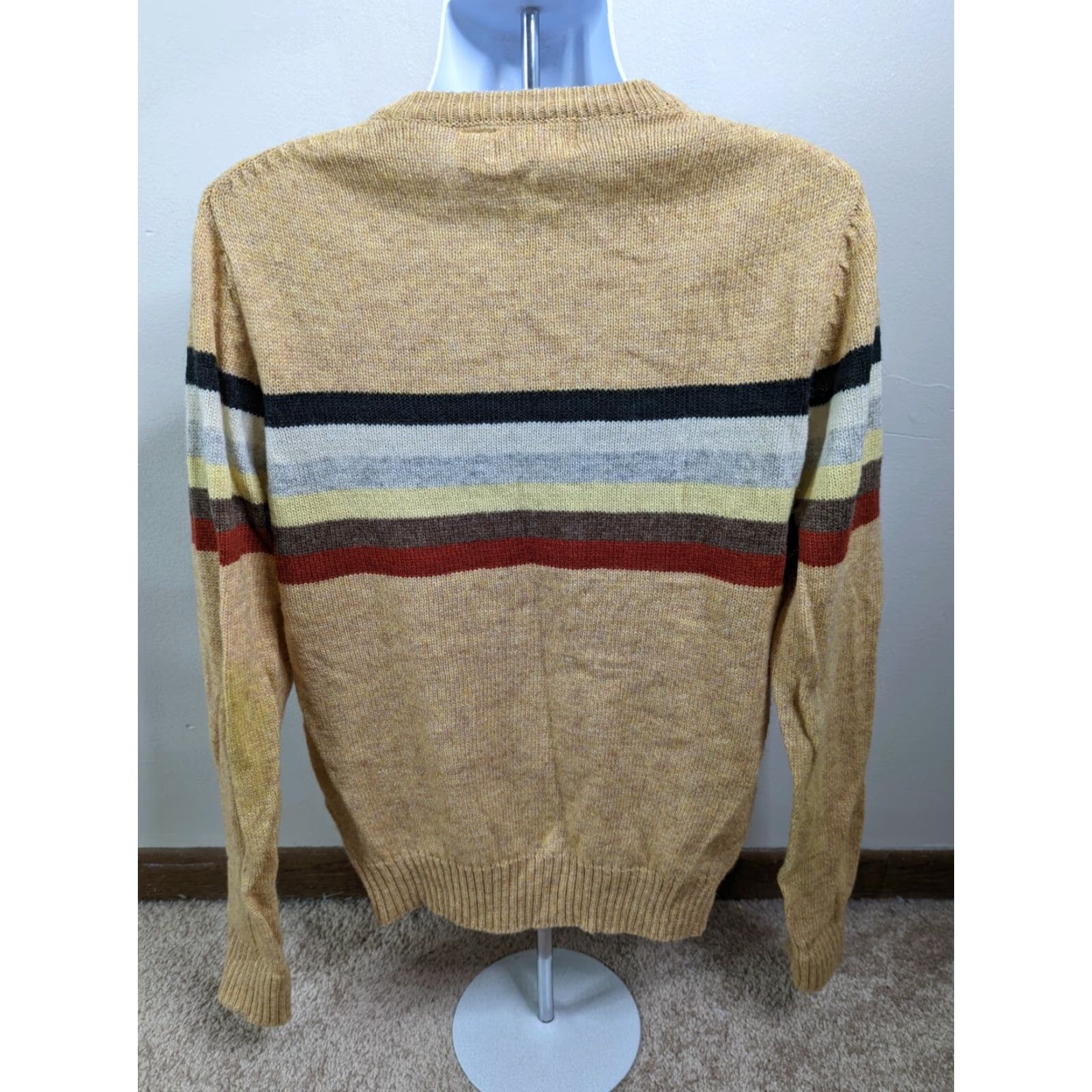 Vintage VINTAGE Rob Winter Wool Crewneck Sweater Men XL Beige Striped 80s ￼ Size US XL / EU 56 / 4 - 4 Thumbnail