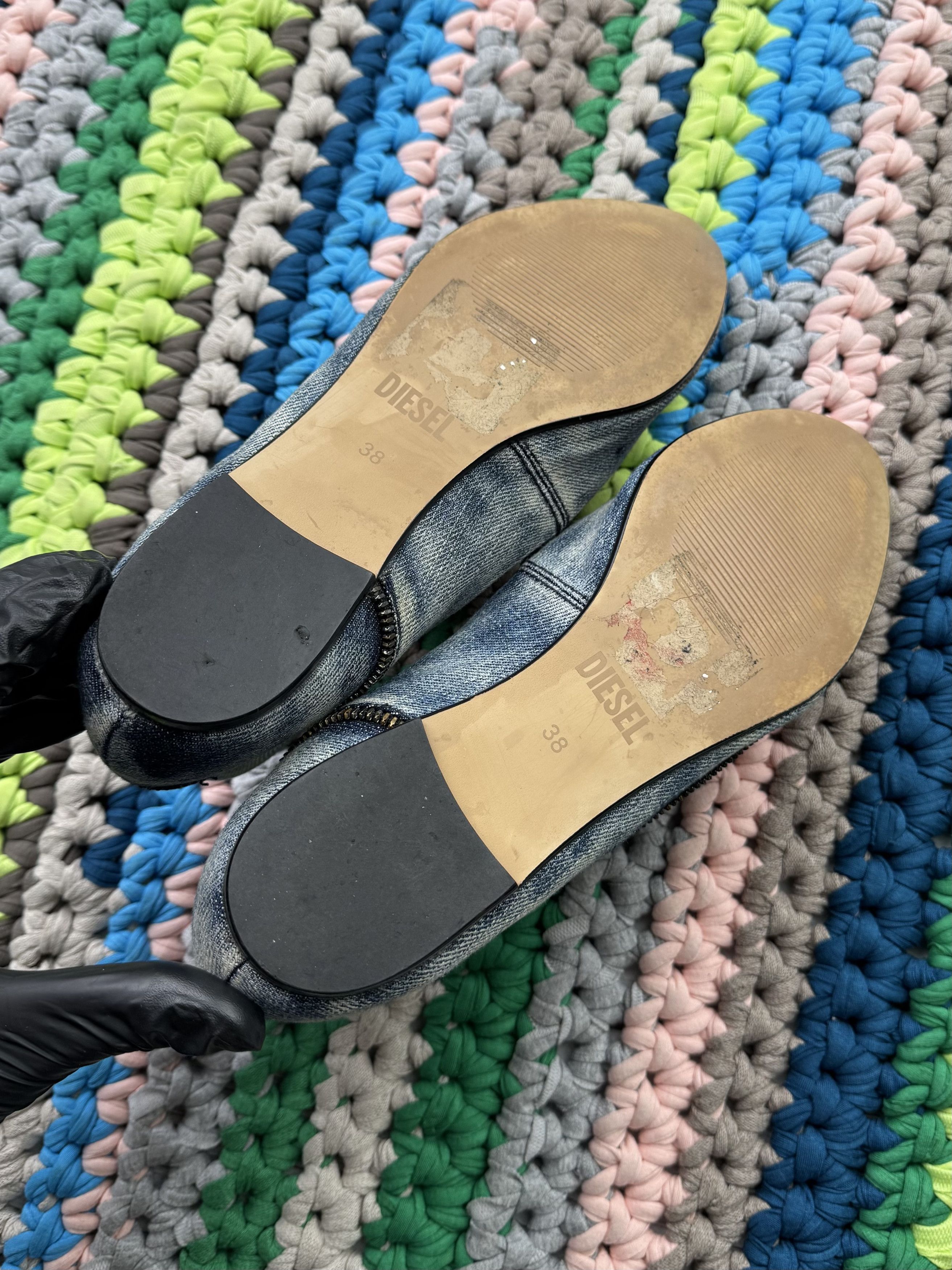 Diesel Diesel Vintage Washed Denim Ballet Flats (V280)(D10) Size US 8 / IT 38 - 7 Thumbnail