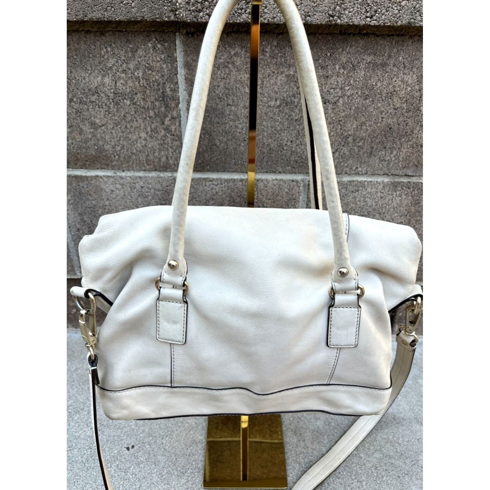 Vintage kate spade new york Fremont Place Crossbody Purse Satchel Hand Bag Beige Leather Ladies Medium Be Size ONE SIZE - 2 Thumbnail