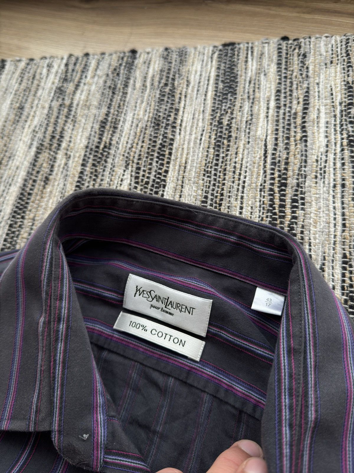 Other Vintage YSL Yves Saint Laurent Striped button up shirt Size US XL / EU 56 / 4 - 5 Thumbnail