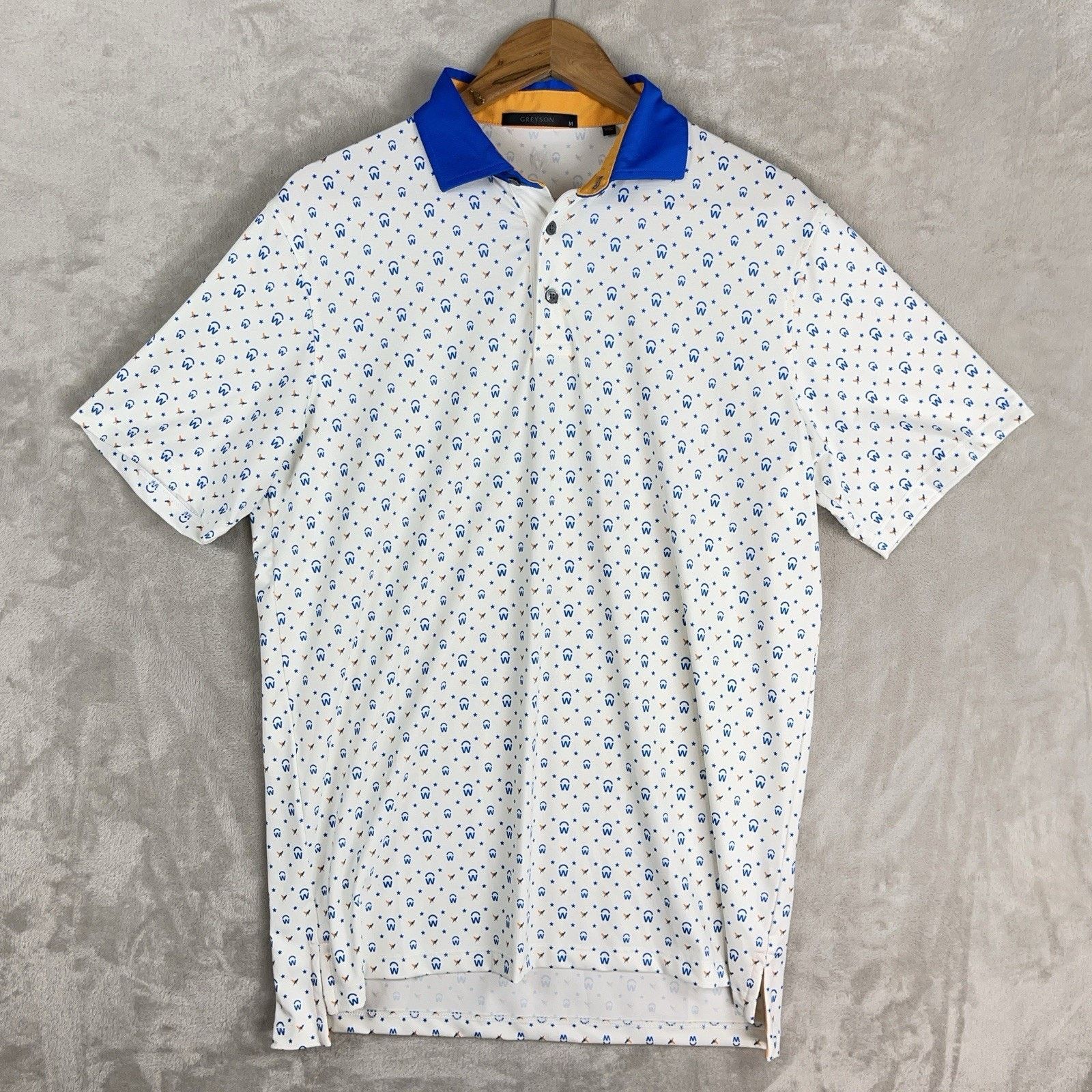 Other Greyson Golf Polo Mens Medium White Blue Workday AOP Size US M / EU 48-50 / 2 - 2 Thumbnail