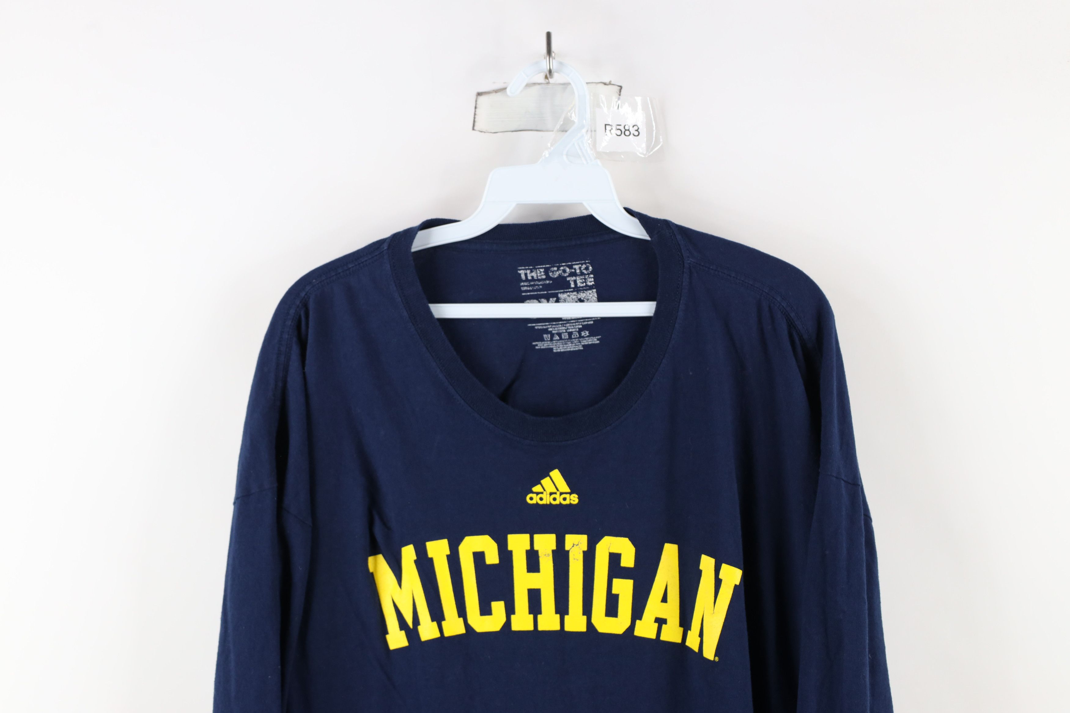 Adidas × Vintage Adidas University of Michigan Football Long Sleeve T-Shirt Size US XXL / EU 58 / 5 - 2 Thumbnail