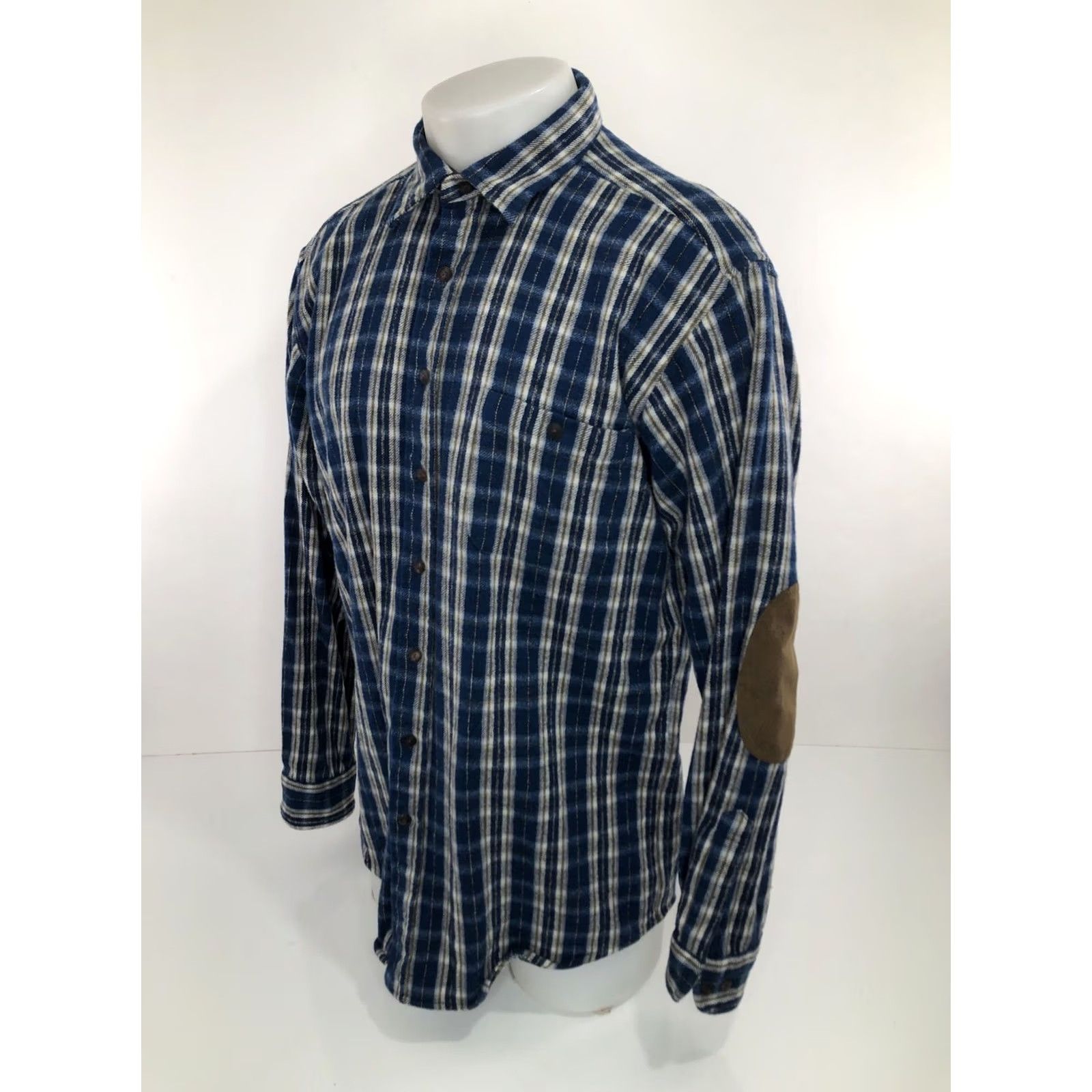 Pendleton Pendleton Plaid Wool Elbow Patch XL Tall Button-Up Shirt Mens Flannel Blue Brown White Size US XL / EU 56 / 4 - 2 Thumbnail