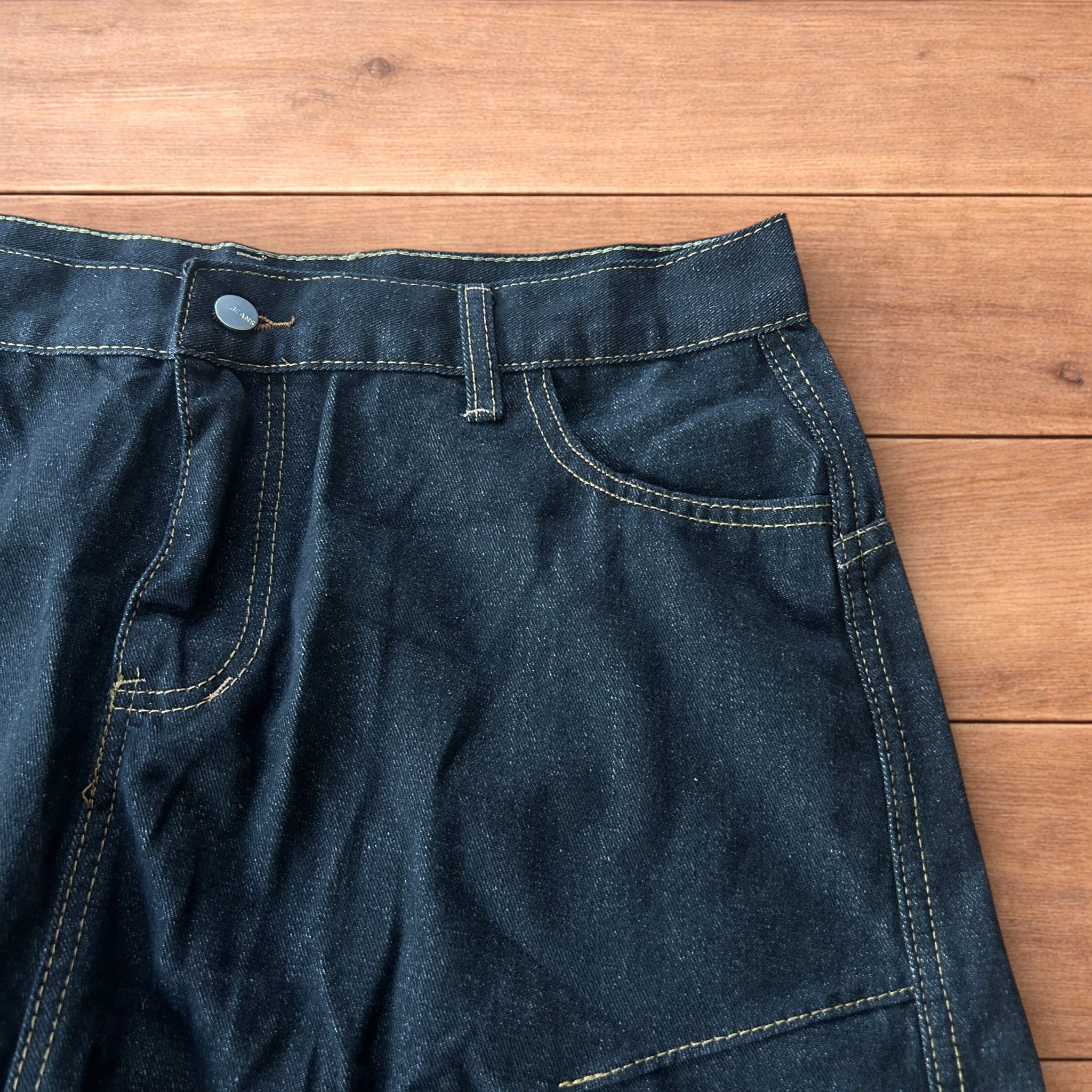 Japanese Brand Vintage style baggy jorts shorts w. leopard print in black. Size US 36 / EU 52 - 3 Thumbnail