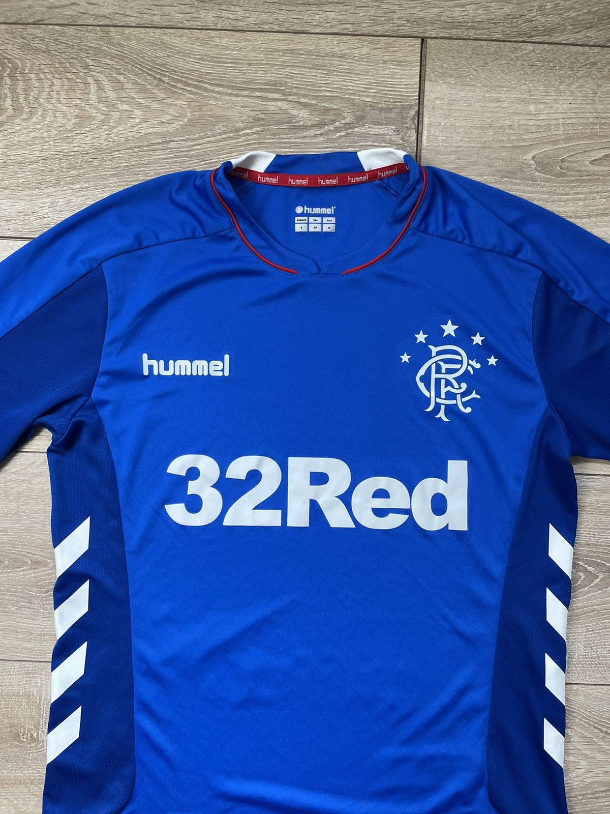 Hummel × Vintage GLASGOW RANGERS 2018-2019 HOME FOOTBALL SHIRT JERSEY Size US S / EU 44-46 / 1 - 2 Thumbnail