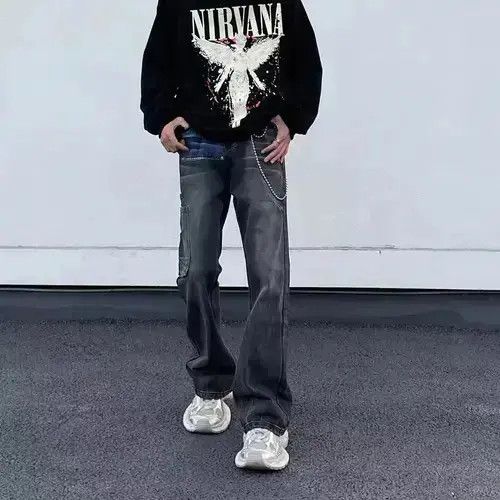 Japanese Brand Retro high street hip hop draped workwear bootcut jeans Size US 32 / EU 48 - 5 Thumbnail