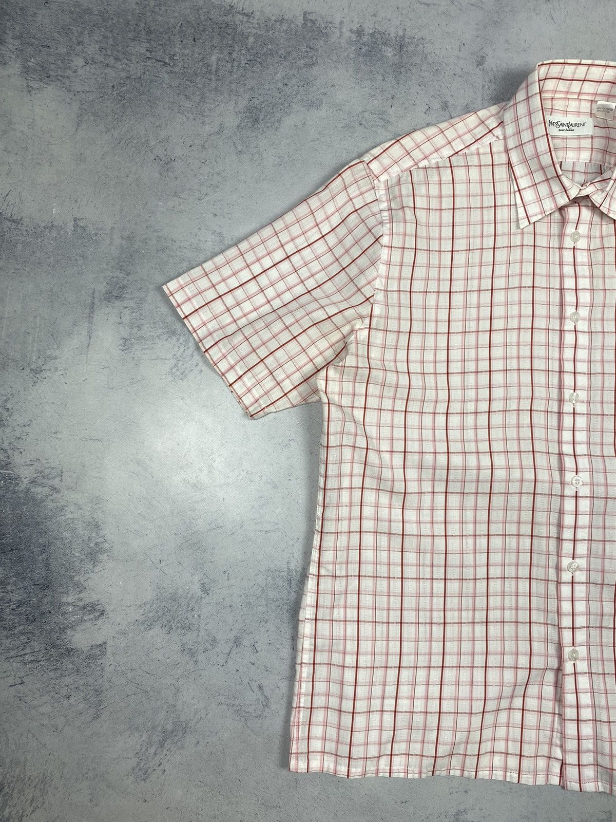 Vintage Yves Saint Laurent Pink Checkered Button Up Shirt