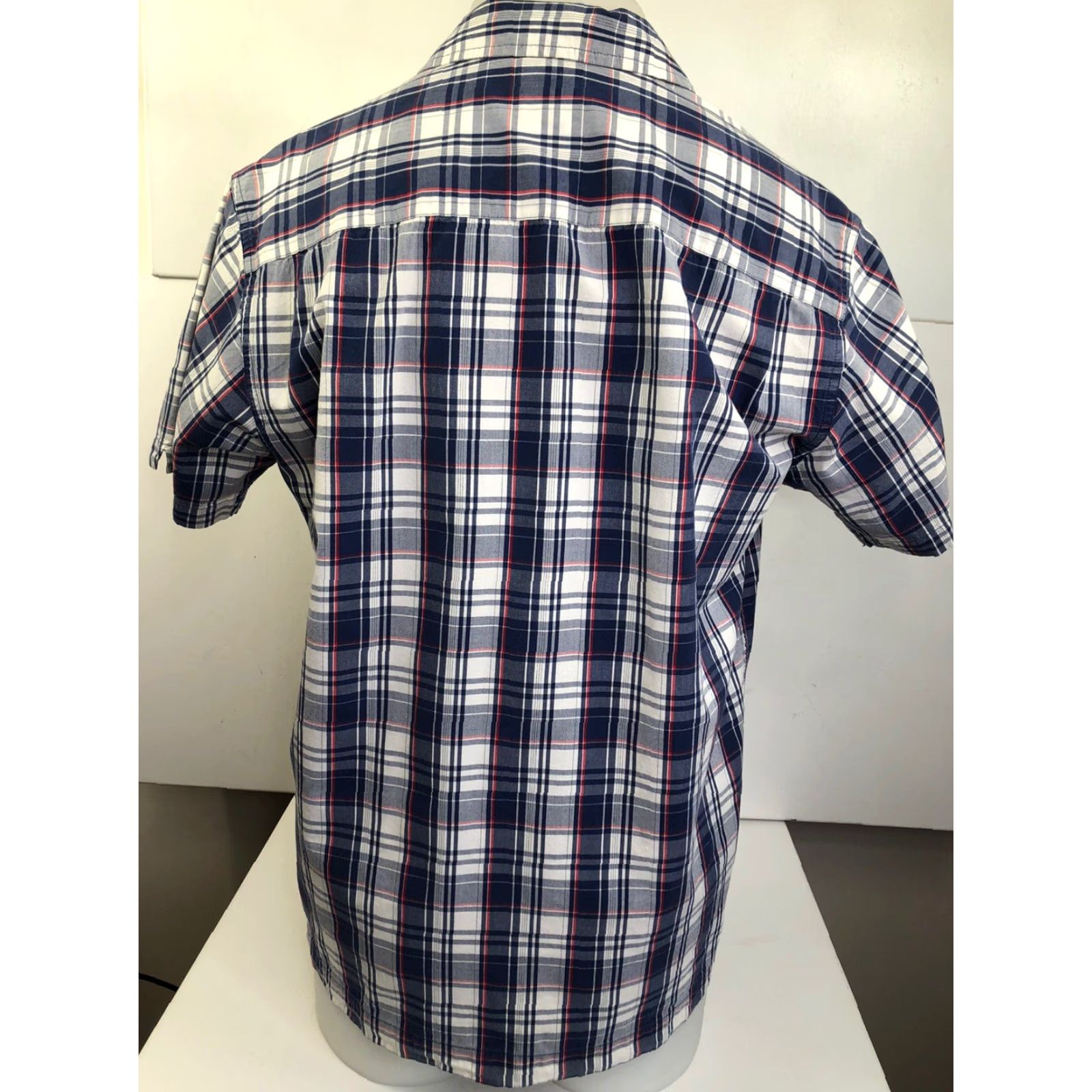 Lucky Brand Lucky Brand Shirt Mens Small Plaid USA Blue/Red/White Button-Up Short Sleeve Small Shamrock Styled in USA Shirt Size US S / EU 44-46 / 1 - 4 Thumbnail