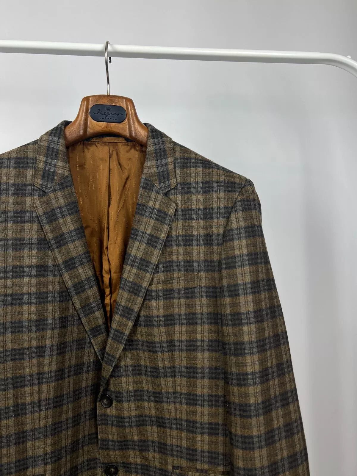 Hugo Boss Hugo Boss Brown Blue Check Wool Two Buttons Blazer Jacket Size 44R - 7 Thumbnail