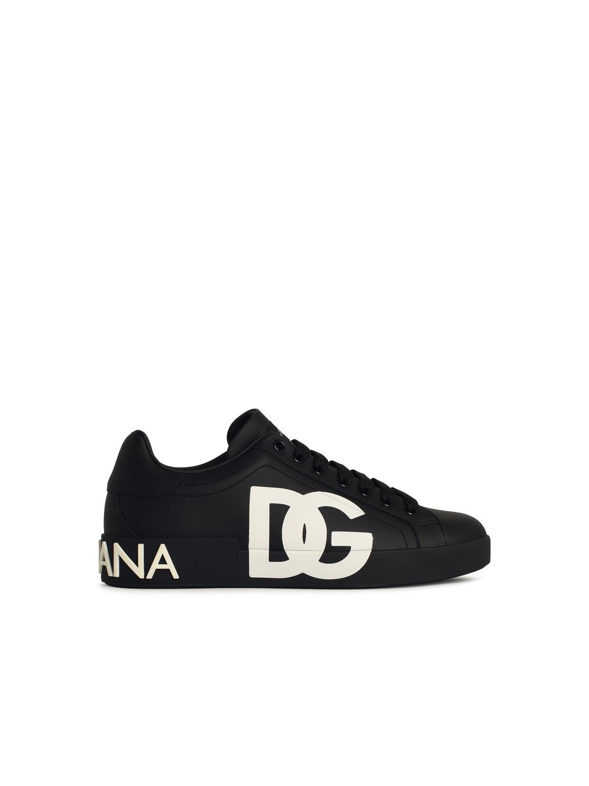 Dolce & Gabbana DOLCE & GABBANA Portofino Black Leather Sneakers Size US 13 / EU 46 - 1 Thumbnail