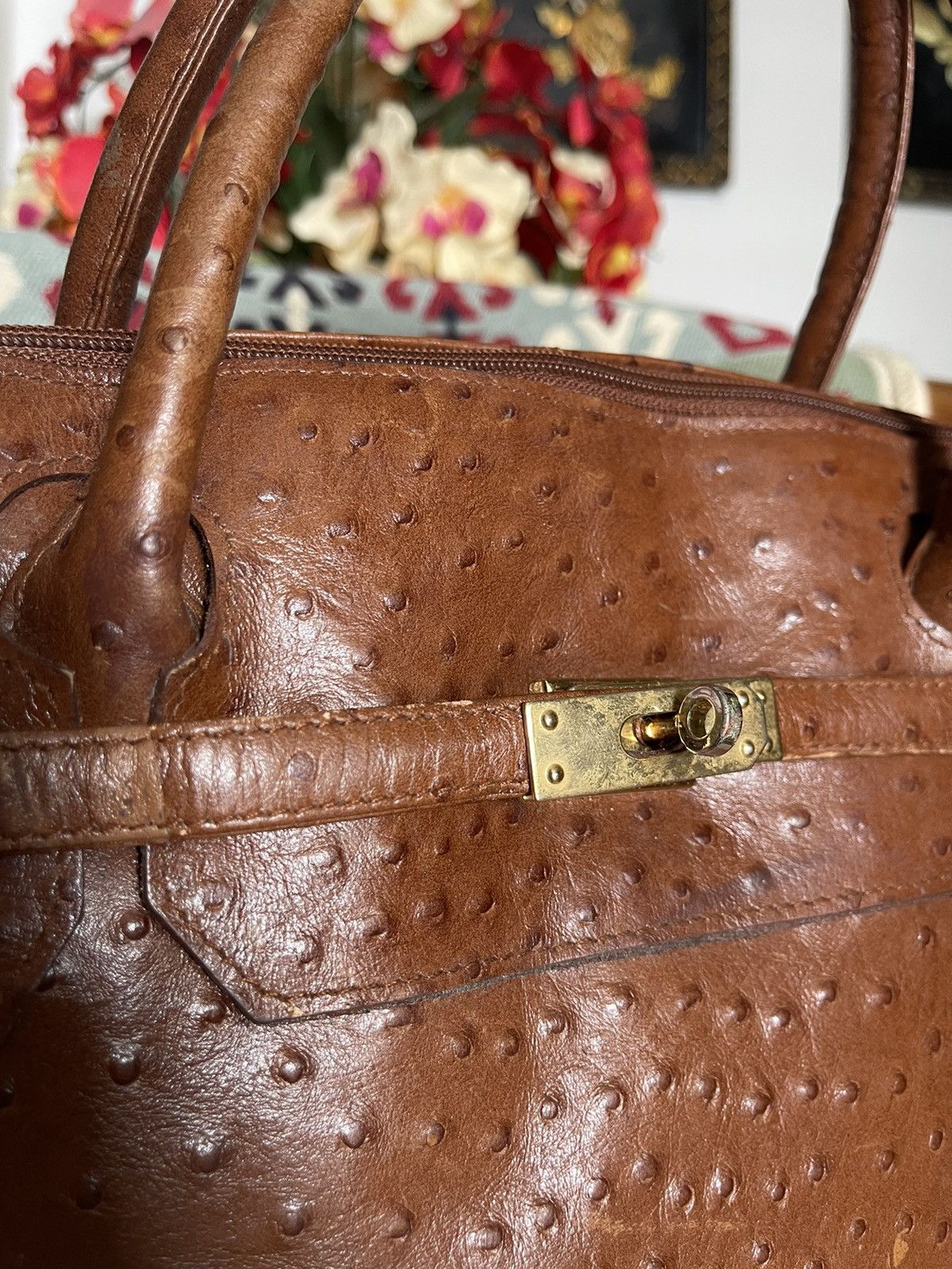 Handmade × Japanese Brand OSTRICH LEATHER BIRKIN PATINA BAG Size ONE SIZE - 3 Thumbnail