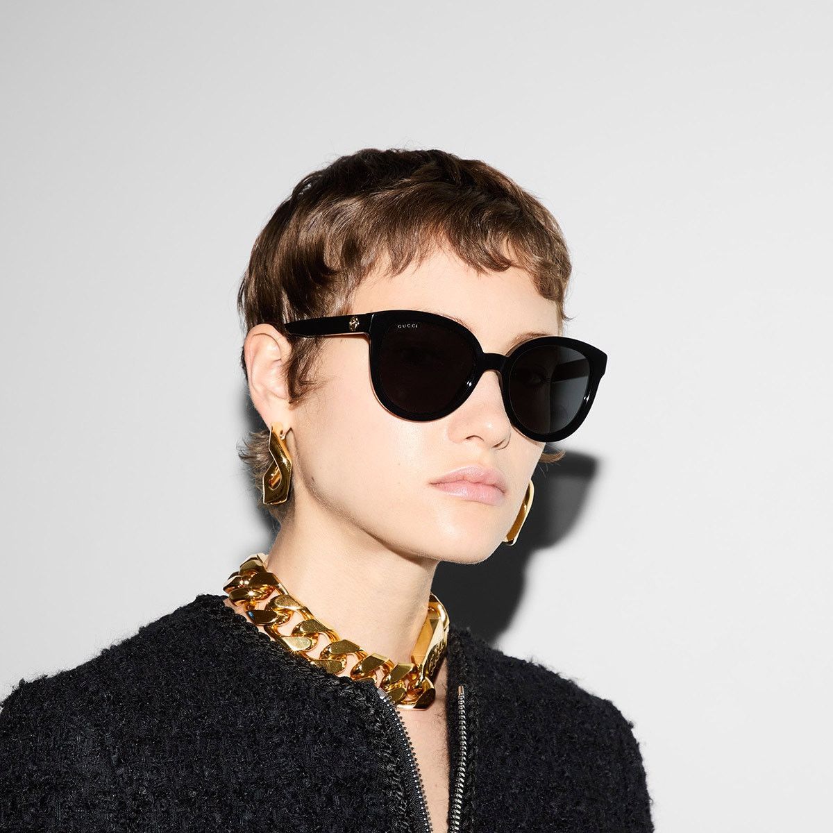 Gucci Gucci Sunglasses GG1315S 002 Shiny Black/Grey PolarizedWomen Size ONE SIZE - 1 Thumbnail