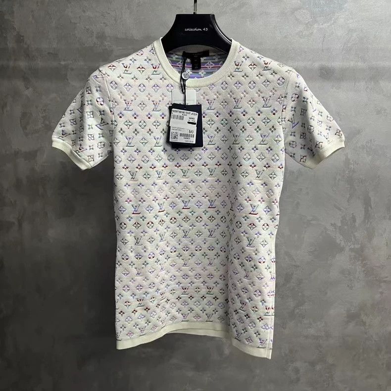 Louis Vuitton Louis Vuitton White Logo Jacquard Full Print Round Neck Sh Size M / US 6-8 / IT 42-44 - 1 Thumbnail