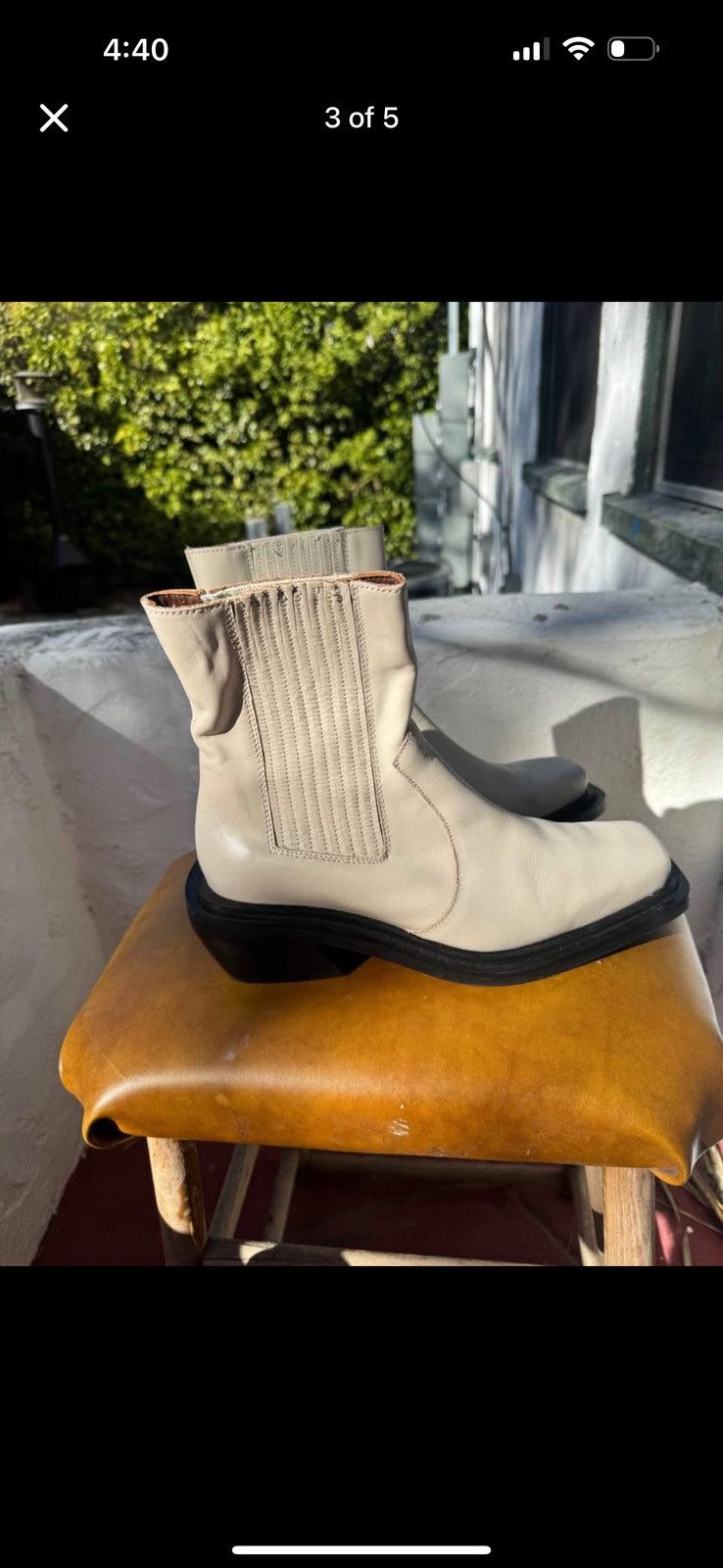 ALOHAS ALOHAS Ranch Cream Leather Square Toe Boot size 38 Size US 7.5 / IT 37.5 - 3 Thumbnail