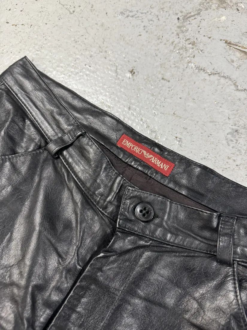 Emporio Armani × Vintage 1990s Emporio Armani Black Leather Biker Pants Size US 32 / EU 48 - 11 Thumbnail