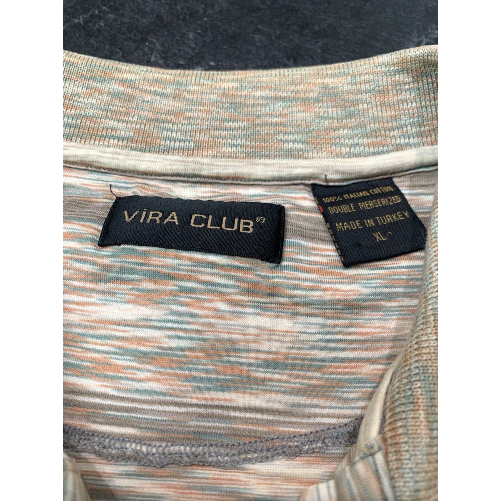 Vintage VIRA Club Men's XL Polo Shirt Short Sleeve Striped Brown Italian Cotton Casual Size US XL / EU 56 / 4 - 7 Thumbnail