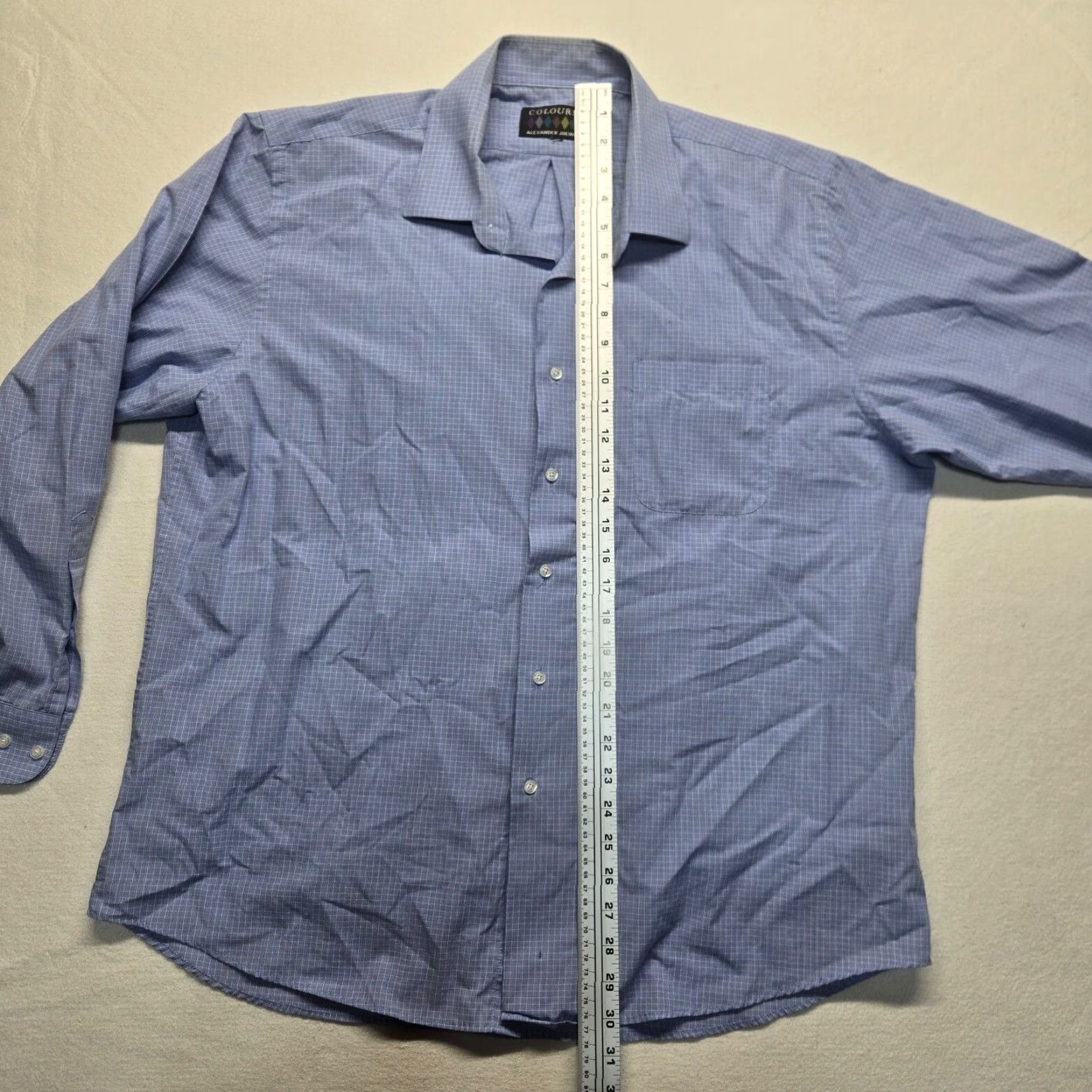 Alexander Julian Alexander Julian Shirt Check Blue 2XL Men Adult Long Sleeve Button-Up Collared Colourful Classic Business Casual Travel Cotton Size US XXL / EU 58 / 5 - 6 Thumbnail