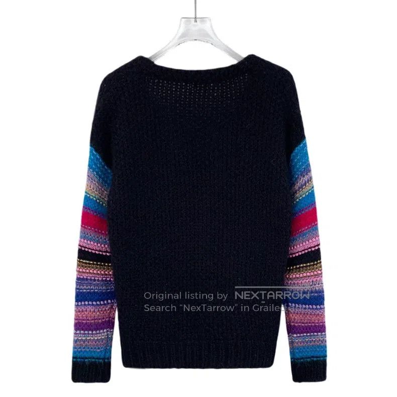 Saint Laurent Paris Saint Laurent Paris Colorful Rainbow Striped Mohair V Neck Size US XS / EU 42 / 0 - 2 Thumbnail