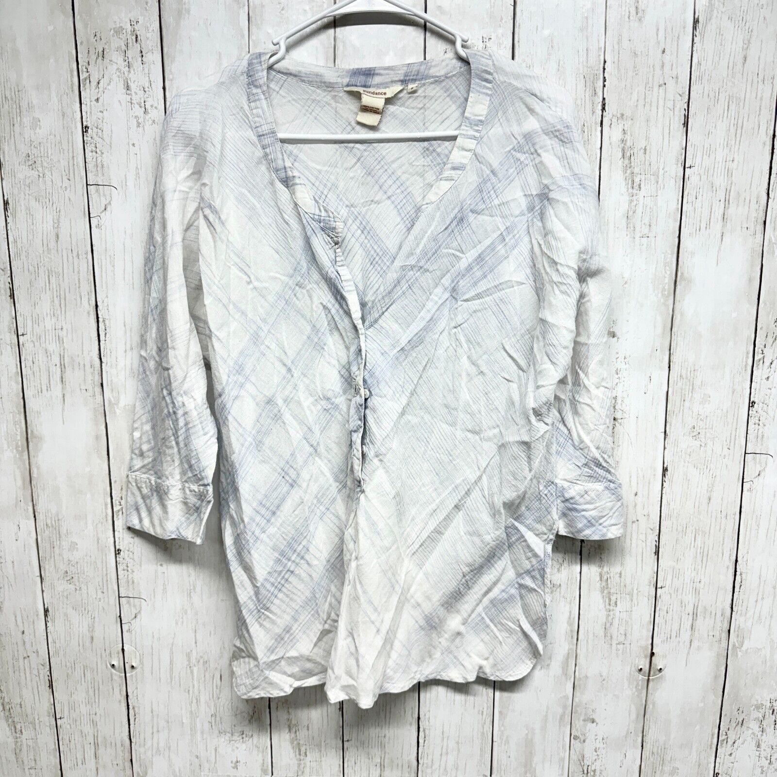 Other Sundance Button Down Top S Textured 3/4 Sleeve 100% Cotton Size S / US 4 / IT 40 - 1 Thumbnail