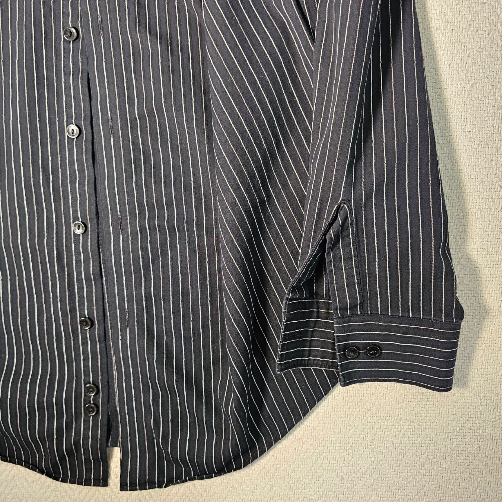 Kenneth Cole KENNETH COLE REACTION Wrinkle Free Dress Shirt Mens Regular Fit Long Sleeve Striped Black XL Size US XL / EU 56 / 4 - 6 Thumbnail