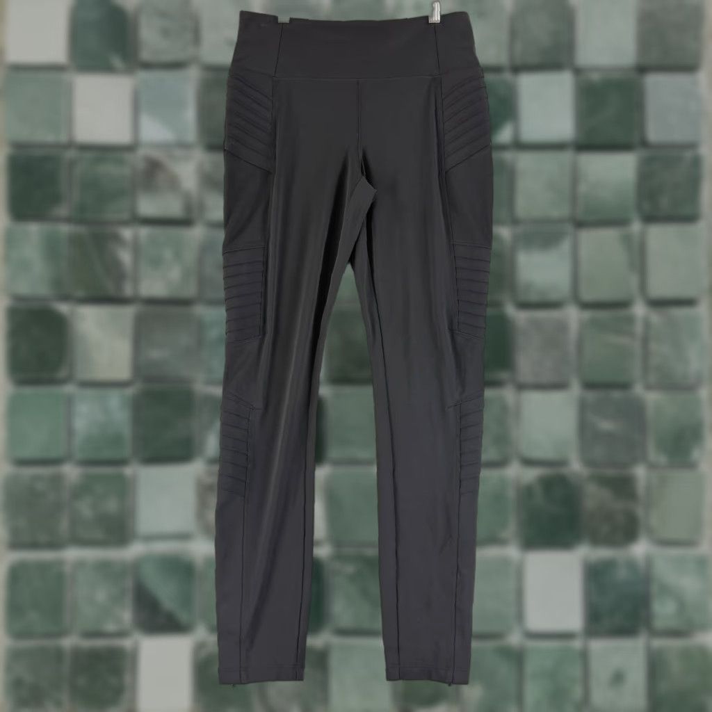Athleta Athleta Leggings Womens M Black Ankle Zipper Pull On Stretch Delancey Moto Size 32" / US 10 / IT 46 - 1 Thumbnail