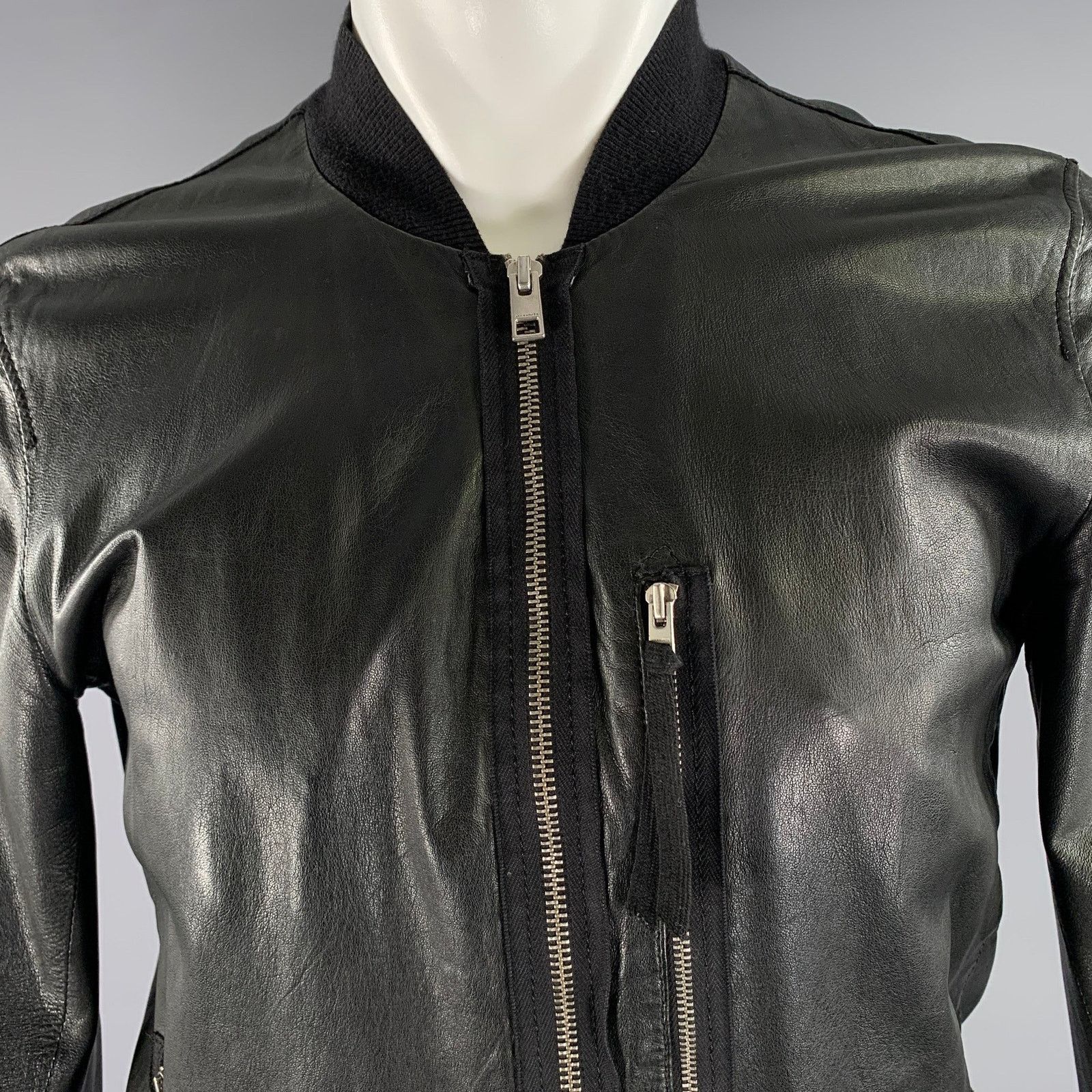 Allsaints ALLSAINTS Size S Black Leather Bomber Jacket Size US S / EU 44-46 / 1 - 2 Thumbnail