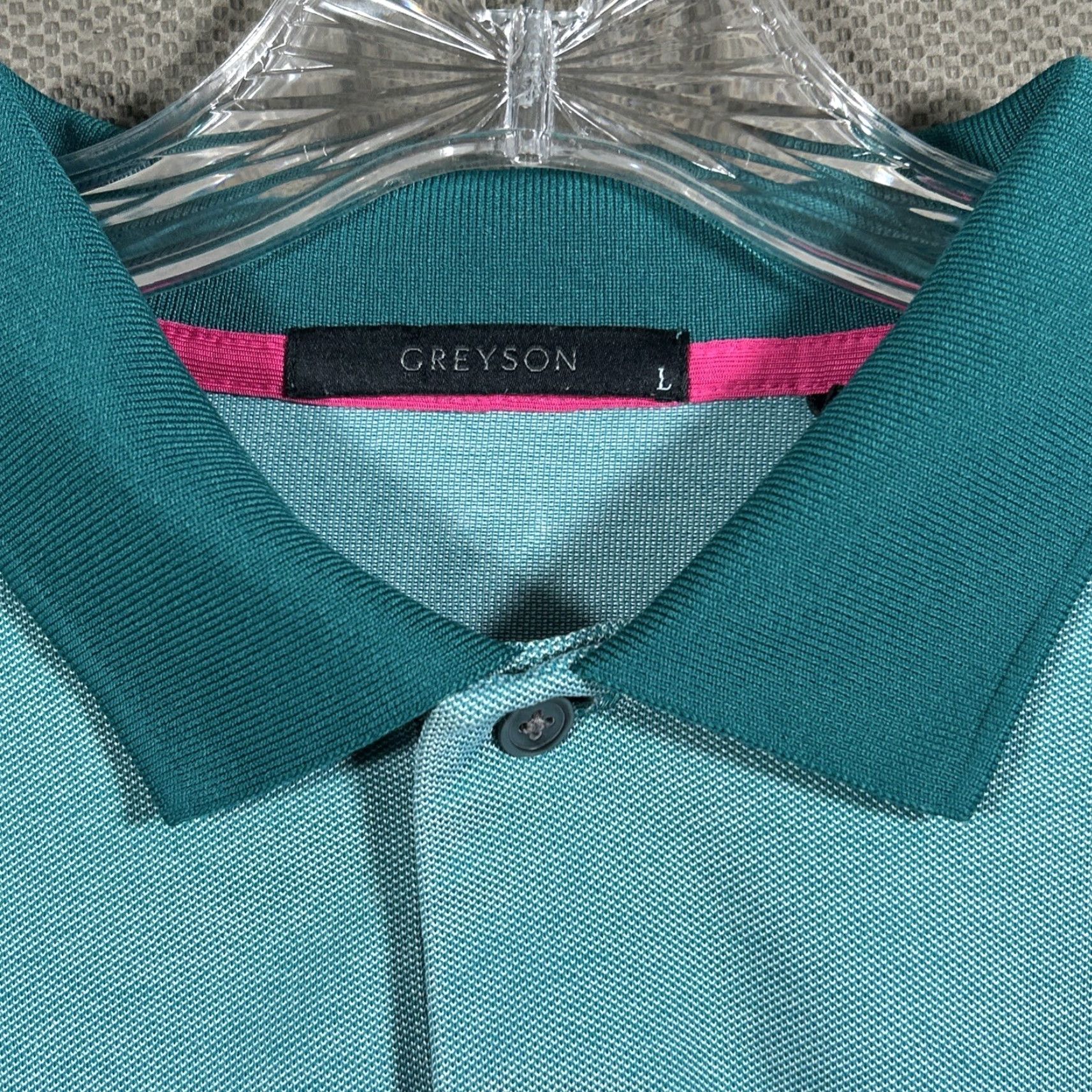 Vintage Greyson Polo Mens L Size Turquoise Green Performance Stretch Golf Polo Short Sleeve Blue Solid Logo Size US L / EU 52-54 / 3 - 2 Thumbnail