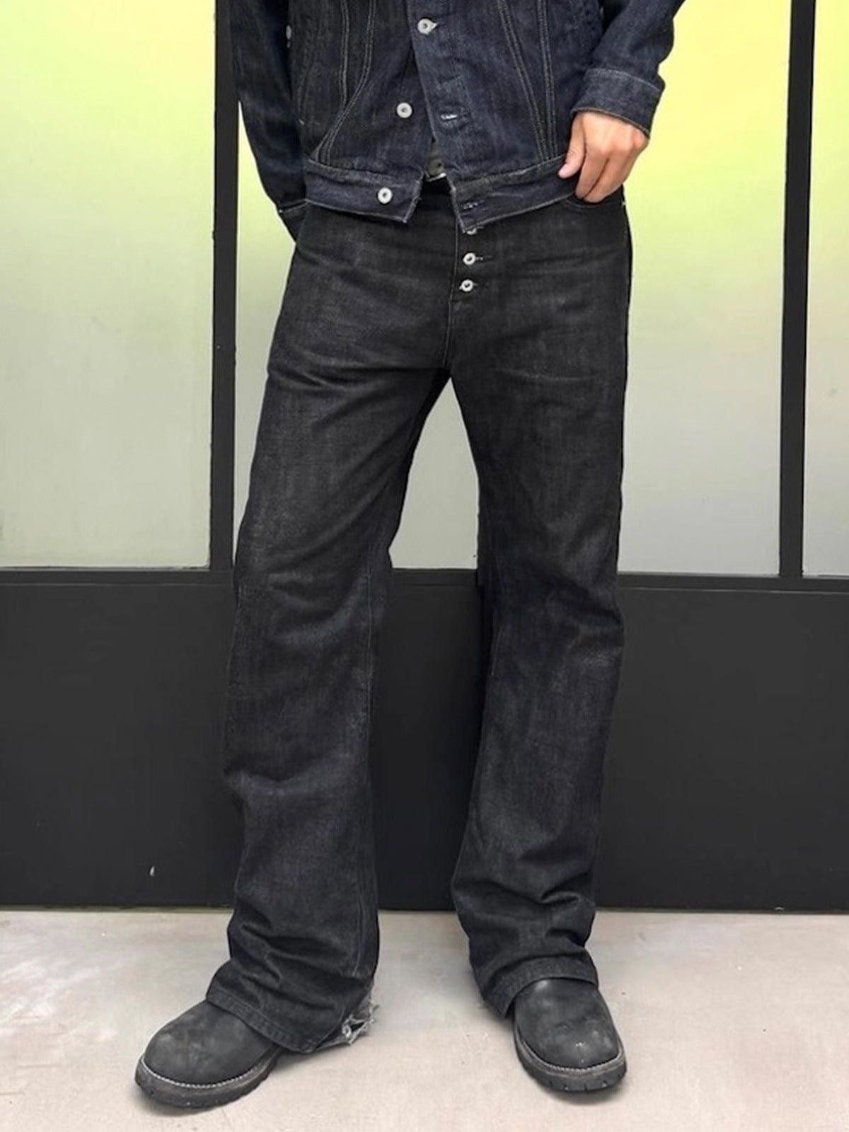 Japanese Brand Indigo Blue Wide Straight Leg Selvedge Raw Denim Jeans Size US 32 / EU 48 - 1 Thumbnail