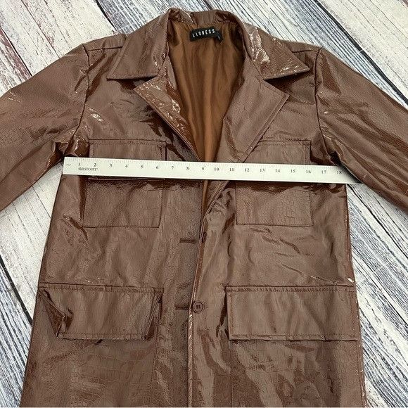 Lioness LIONESS Faux Patent Leather Trench Jacket Size XXS / US 00 / IT 34 - 8 Thumbnail