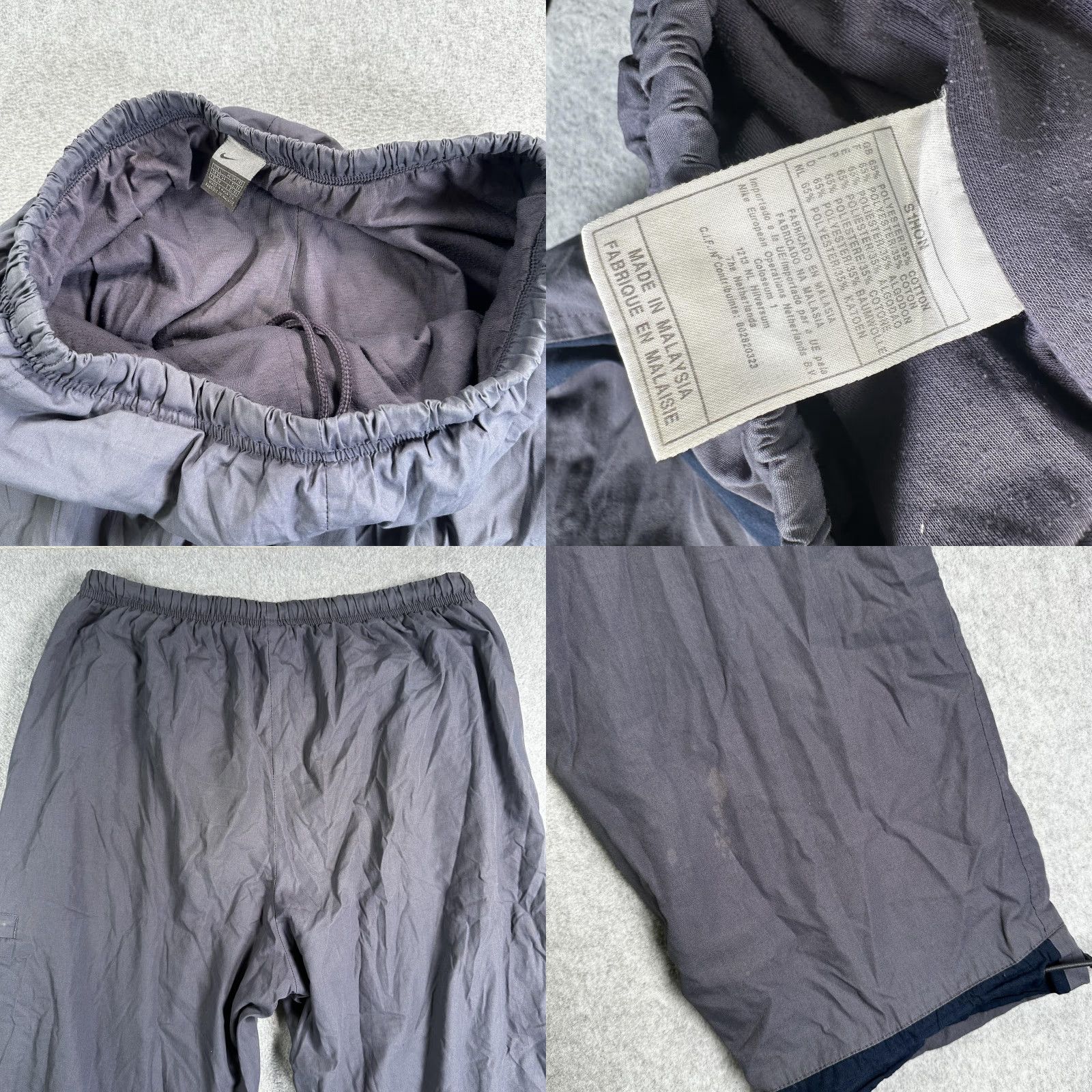 Nike VINTAGE Nike Track Pants Mens Large Gray Navy Elastic Lined Drawstring Warmup Size US 33 - 8 Thumbnail