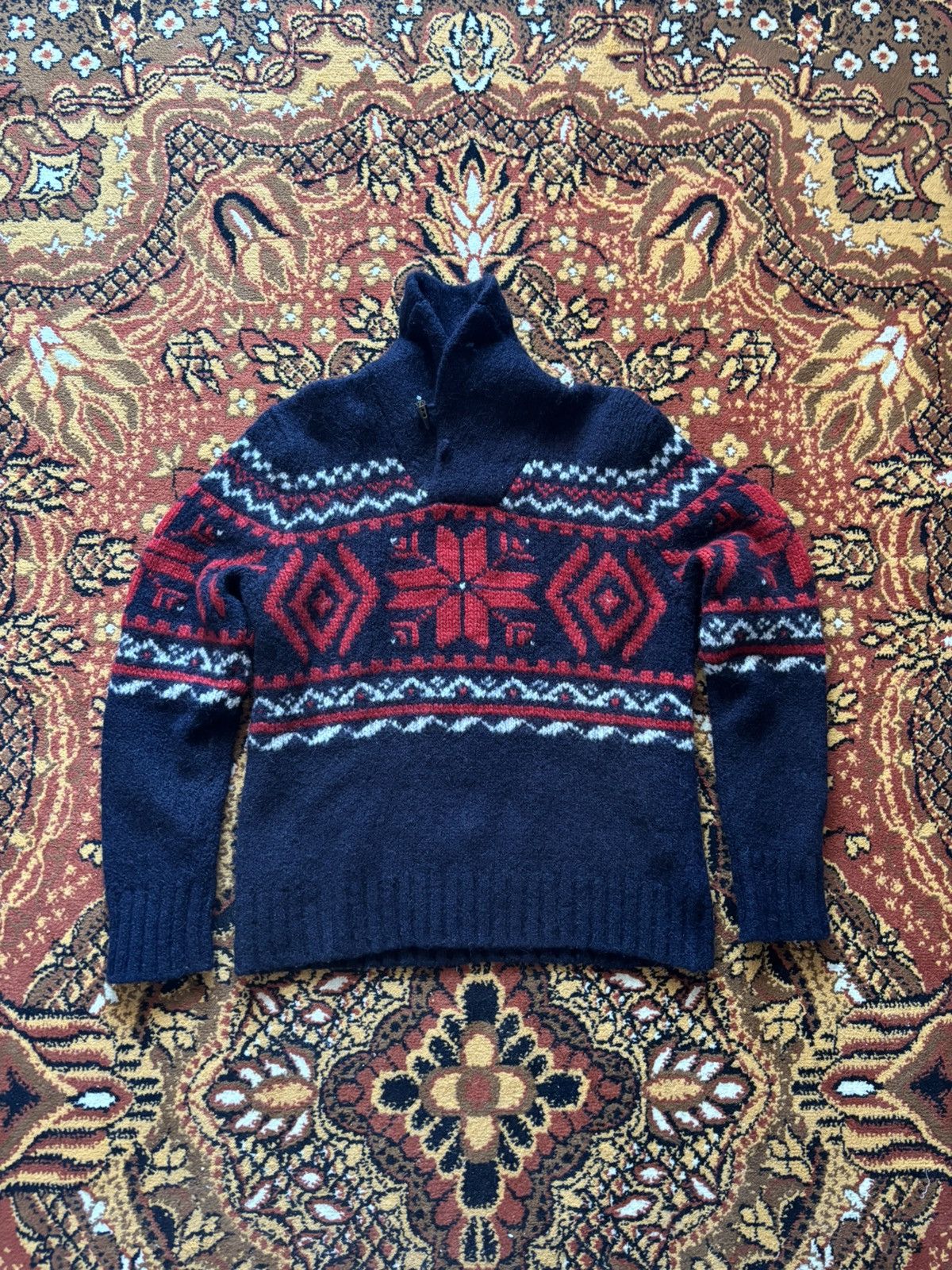Polo Ralph Lauren Vintage Polo Ralph Lauren Alpaca Wool Fair Isle Shawl Collar Size US S / EU 44-46 / 1 - 2 Thumbnail