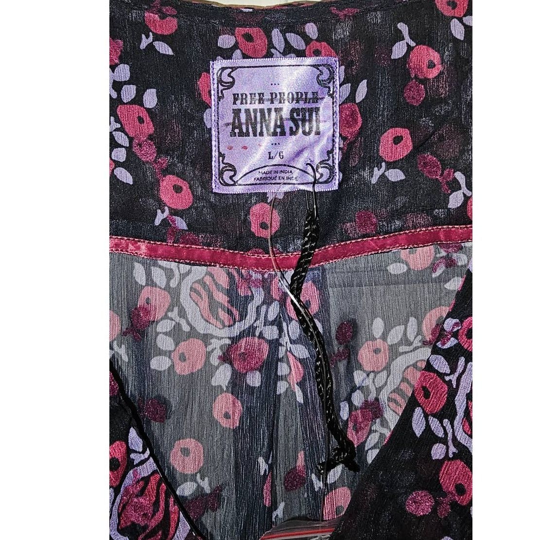 Free People New FP x Anna Sui Cassiel Abstract Floral Jumpsuit $298 Sz L Size 34" / US 12 / IT 48 - 6 Thumbnail