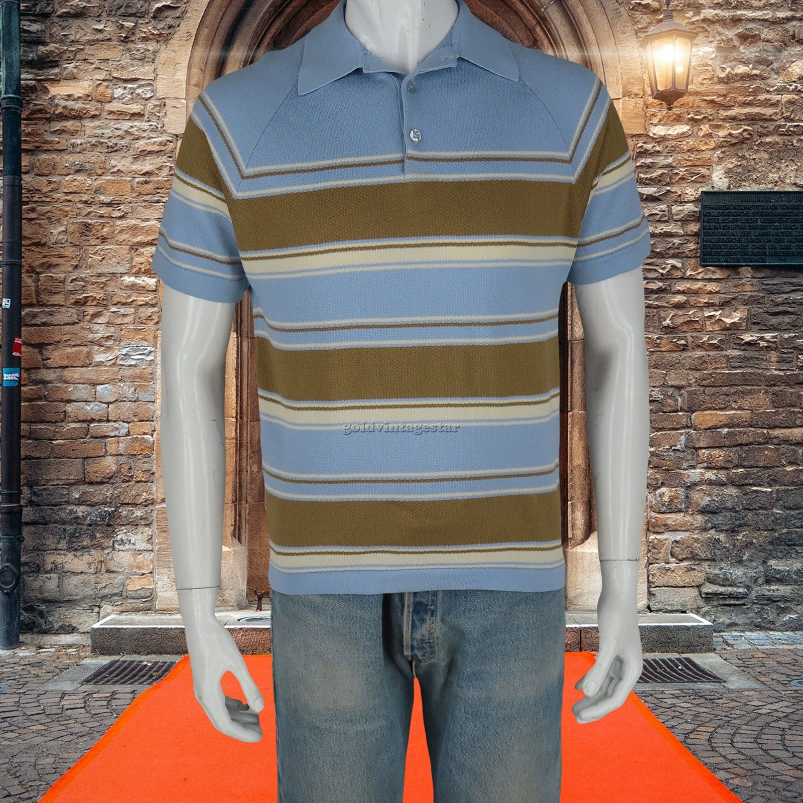 Other Vintage Striped Knit Polo Shirt M Artistic Retro Blend Size US M / EU 48-50 / 2 - 2 Thumbnail