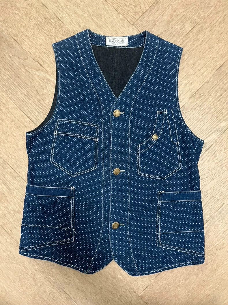 Freewheelers Freewheelers Freewheelers Wave-point vest dyed blue and dis Size US M / EU 48-50 / 2 - 1 Thumbnail