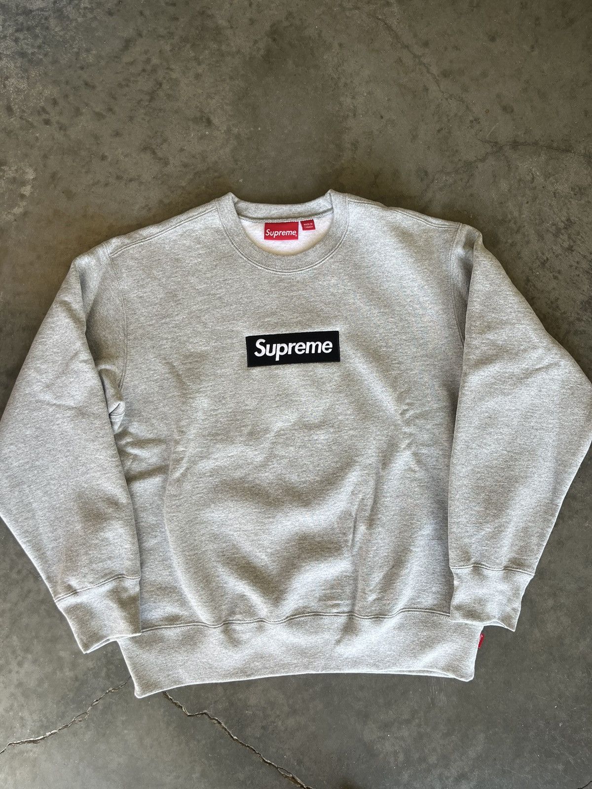 Image of Supreme Heather Grey Box Logo Crewneck, Men's (Size Small)