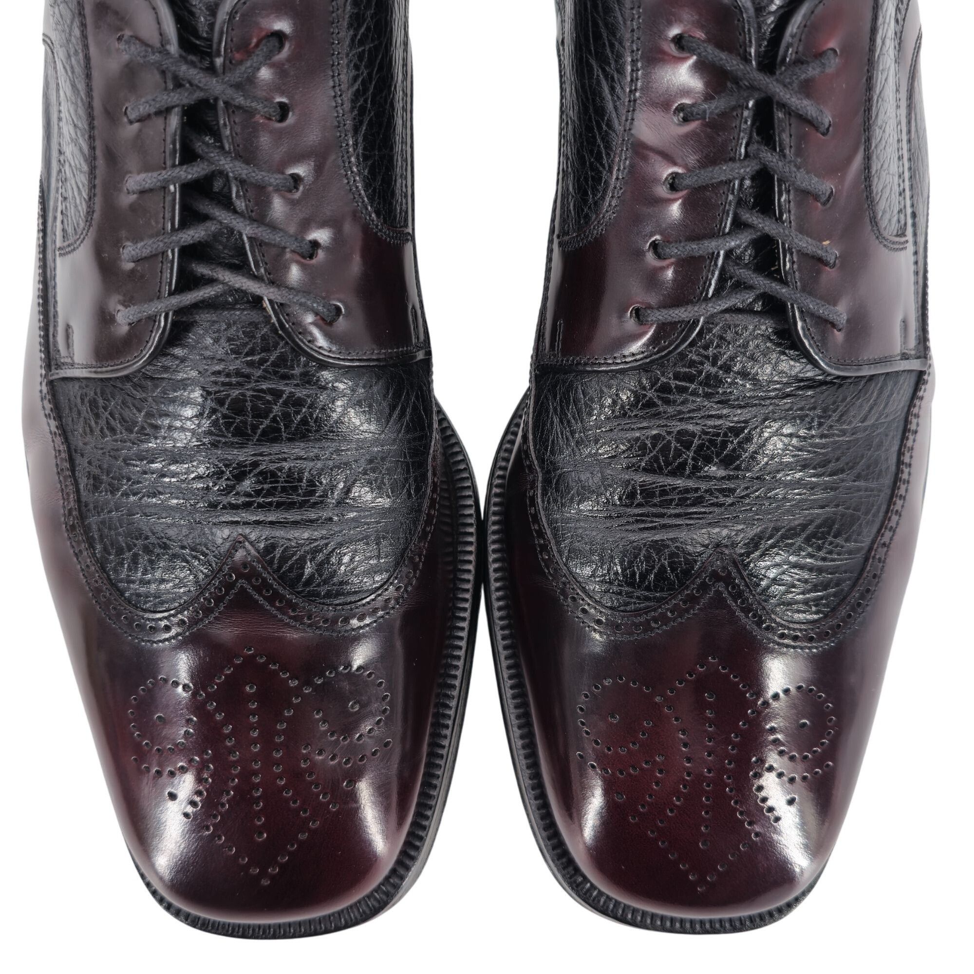 Magnanni Vintage Magnanni Spain Men's 10 Burgundy Black Leather Dress Size US 10 / EU 43 - 8 Thumbnail