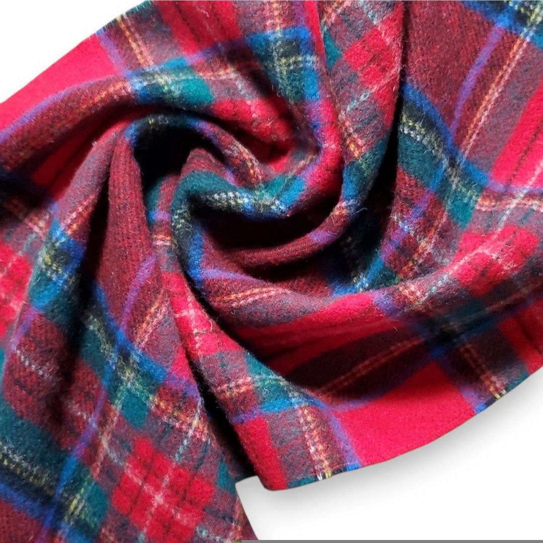 Other Clubfellow 50x11" Scarf Vintage Red Blue Plaid 100% Lambswoo Size ONE SIZE - 6 Thumbnail