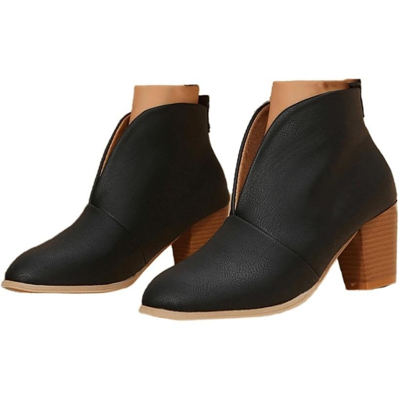 Other Women Heel Ankle BootsV Cut Fashion Slip on Black Size US 9 / IT 39 - 3 Thumbnail