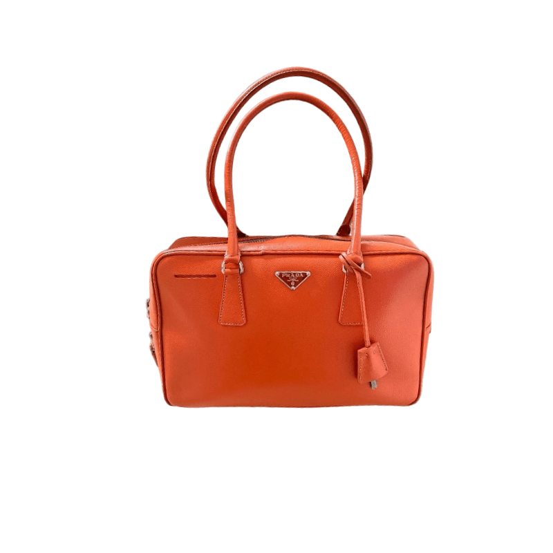 Prada Prada Orange Saffiano Leather Handle Bag Size ONE SIZE - 1 Thumbnail