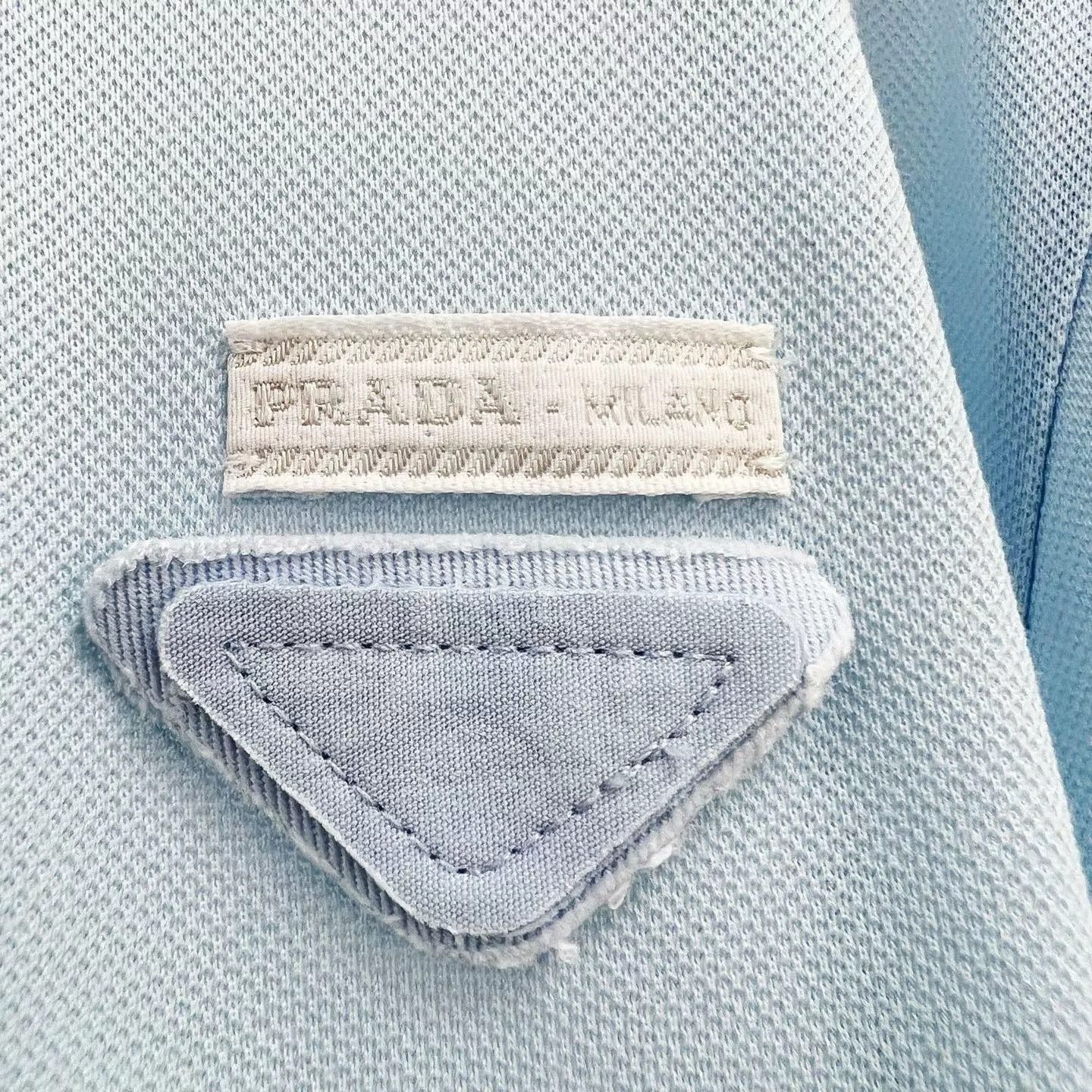 Prada Prada Haze Blue Triangle Logo Polo Tee Size US L / EU 52-54 / 3 - 5 Thumbnail