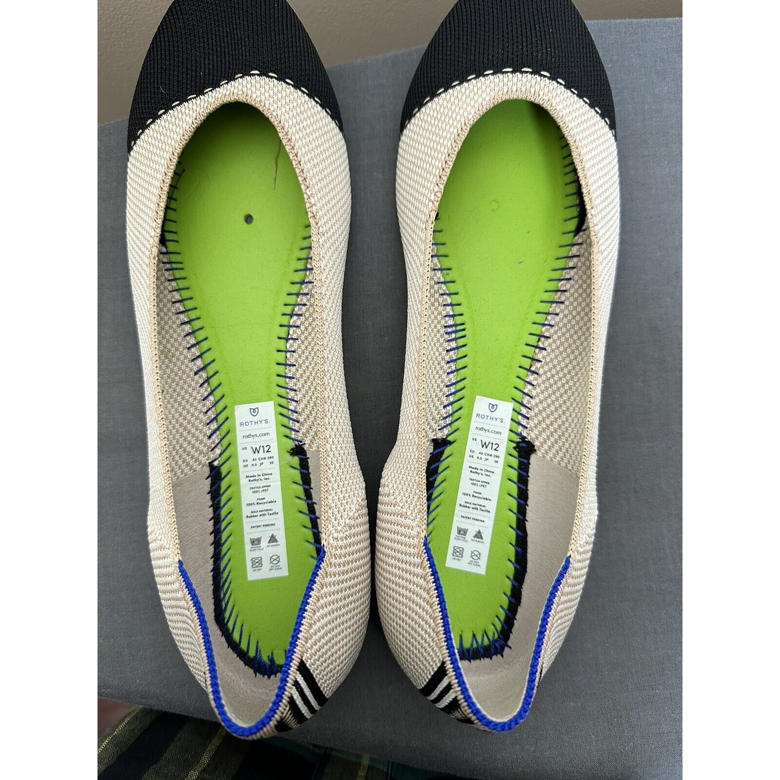 Other Rothy's The Square Flat Womens US 12 Tuxedo Two Tone Tan Size US 12 / IT 42 - 2 Thumbnail