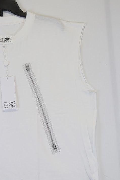 Maison Margiela o1rshd1 Zip-Print Sleeveless Top in White Size US L / EU 52-54 / 3 - 4 Thumbnail