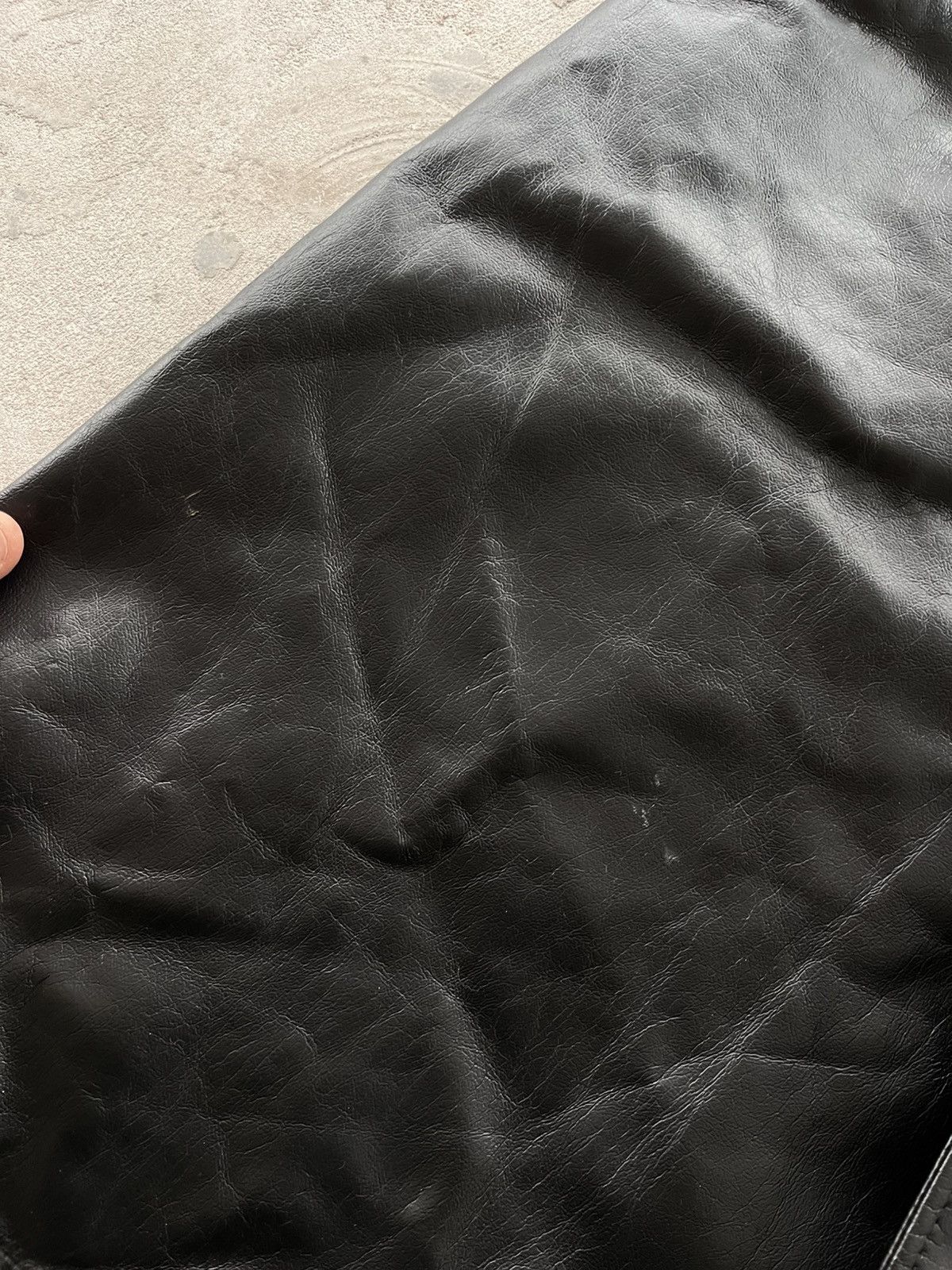 Genuine Leather Vintage Black Faux Leather Trench Coat Gothic Military Style Size US L / EU 52-54 / 3 - 12 Thumbnail