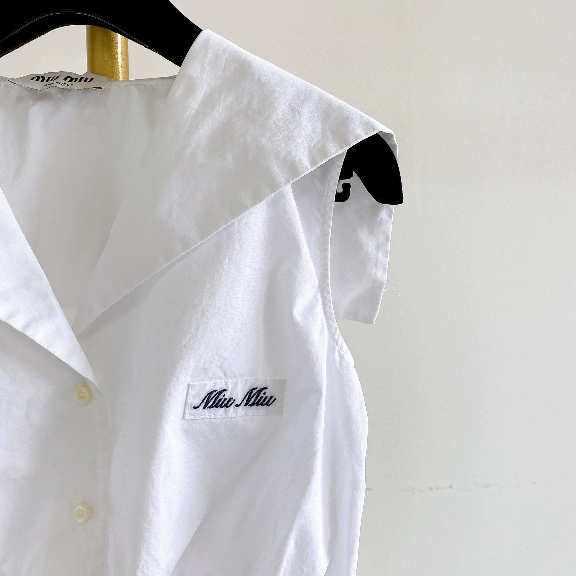 Miu Miu MIU MIU White Sleeveless Shirt Size XS / US 0-2 / IT 36-38 - 3 Thumbnail